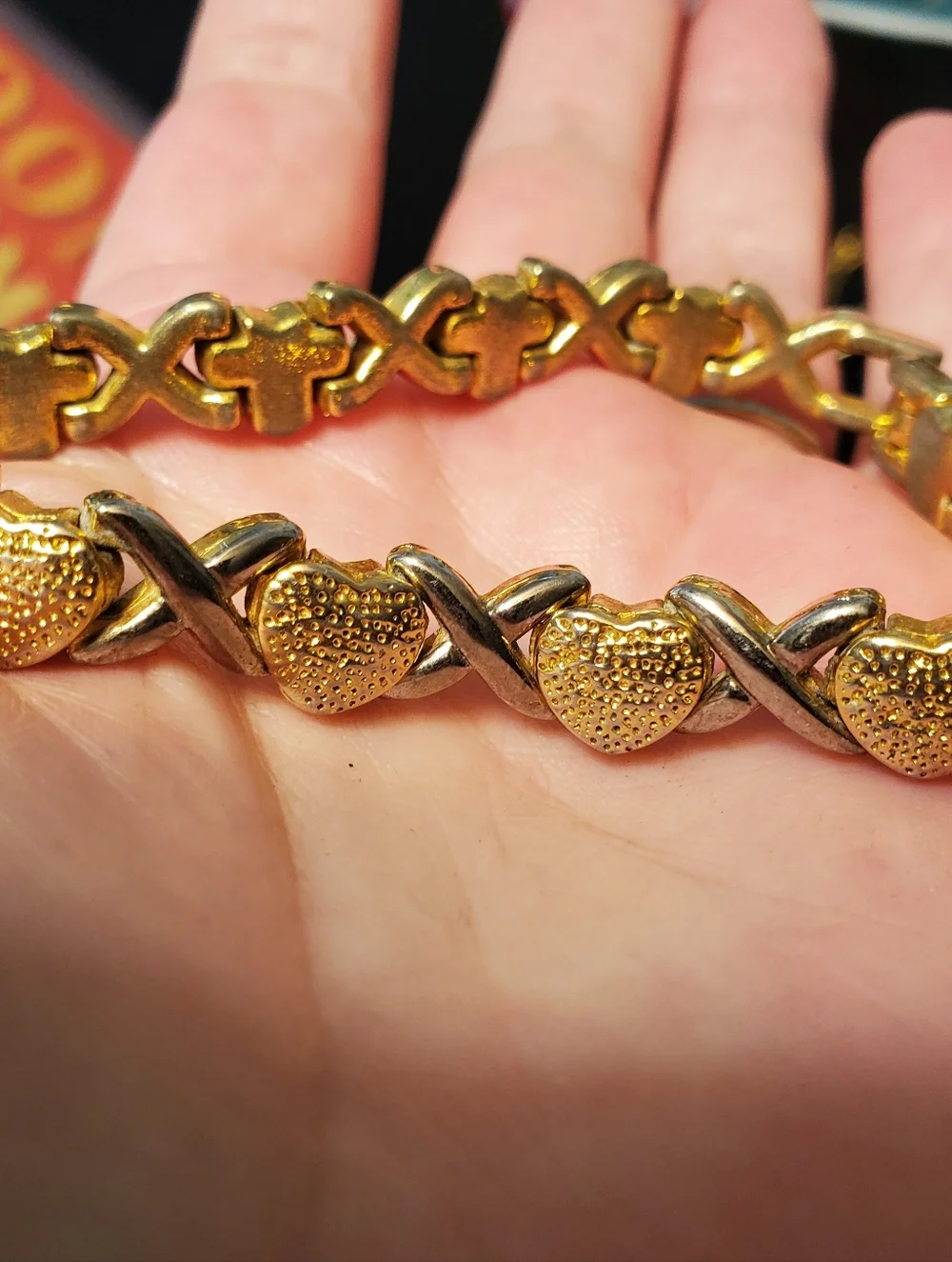 Faux Gold X's And‎ Hearts Bracelet Women Jewelry